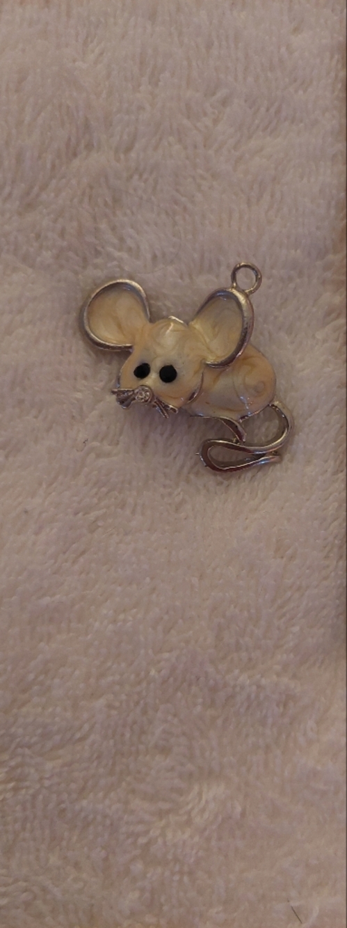 Miniature Mouse Pet Charm Pendant in Cream - Unbranded